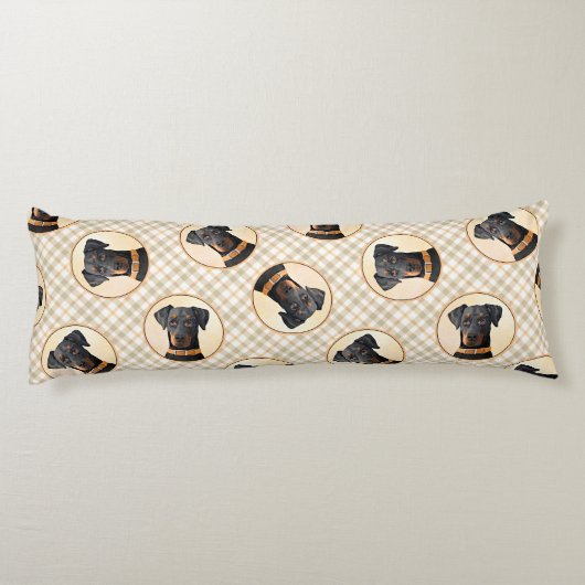 Doberman Pinscher Schilderij Dobie Uncropped Dog A Lichaamskussen (Achterkant)