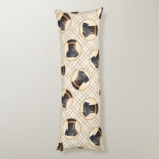 Doberman Pinscher Schilderij Dobie Uncropped Dog A Lichaamskussen (Achterkant (Verticaal))