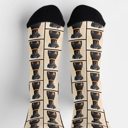 Doberman Pinscher Schilderij Dobie Uncropped Dog A Sokken (Top)