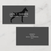 Doberman Pinscher Silhouette Black op Grey Visitekaartje (Voorkant / Achterkant)