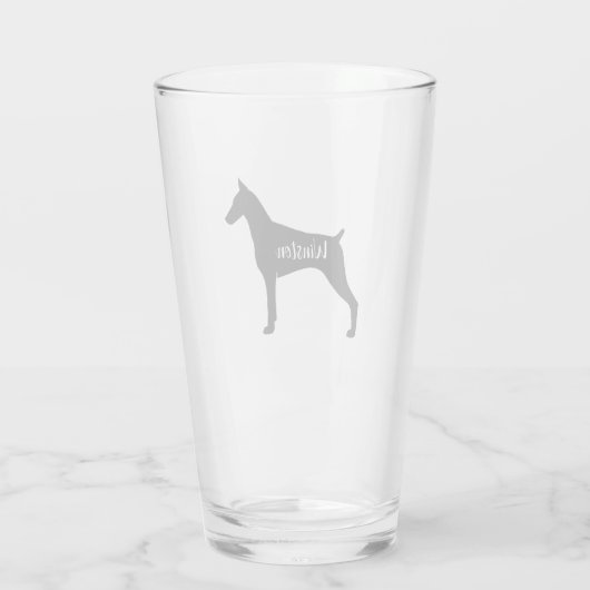 Doberman Pinscher Silhouette Dobe Dog Custom Glas (Achterkant)