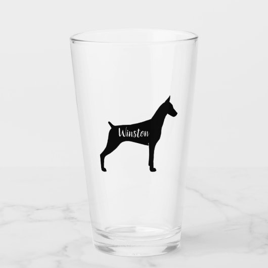 Doberman Pinscher Silhouette Dobe Dog Custom Glas (Voorkant)