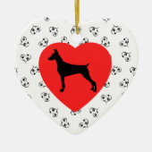 Doberman Pinscher Silhouette met hart Keramisch Ornament (Voorkant)