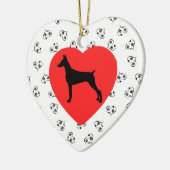 Doberman Pinscher Silhouette met hart Keramisch Ornament (Links)
