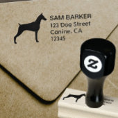 Doberman Pinscher Silhouette Retouradres Rubberstempel