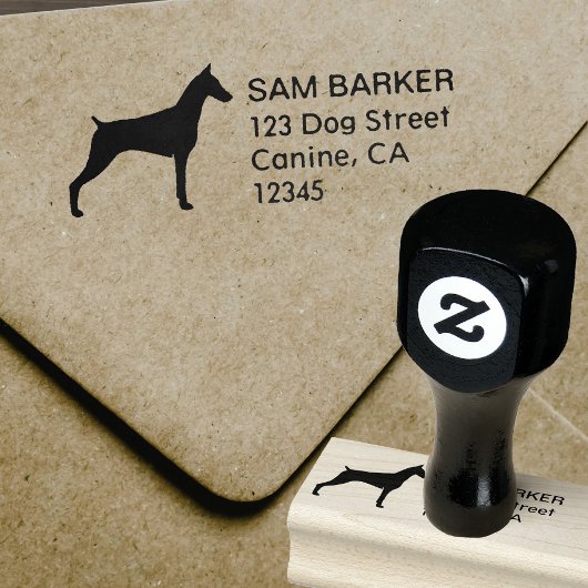 Doberman Pinscher Silhouette Retouradres Rubberstempel