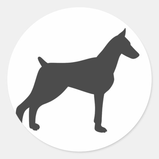 Doberman Pinscher Silhouette Ronde Sticker (Voorkant)