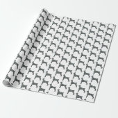 Doberman Pinscher Silhouette Y&B Grid Wit Cadeau Cadeaupapier (Uitgerold)