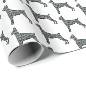 Doberman Pinscher Silhouette Y&B Grid Wit Cadeau Cadeaupapier (Rol Hoek)