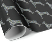 Doberman Pinscher Silhouette Y&B Grid Zwart Cadeau Cadeaupapier (Rol Hoek)