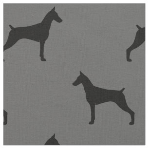 Doberman Pinscher Silhouettes Gray and Black Stof