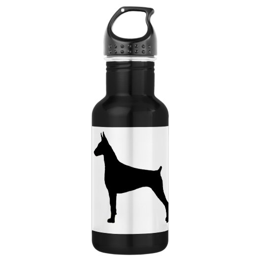 Doberman Pinscher Silo Black.png Waterfles (Voorkant)