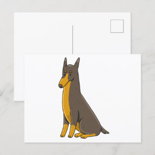 Doberman Pinscher Sitting Cartoon Briefkaart