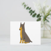 Doberman Pinscher Sitting Cartoon Briefkaart (Staand voorkant)