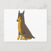 Doberman Pinscher Sitting Cartoon Briefkaart (Voorkant)