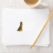 Doberman Pinscher Sitting Cartoon Etiket (Insitu)