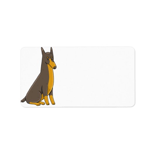 Doberman Pinscher Sitting Cartoon Etiket (Voorkant)