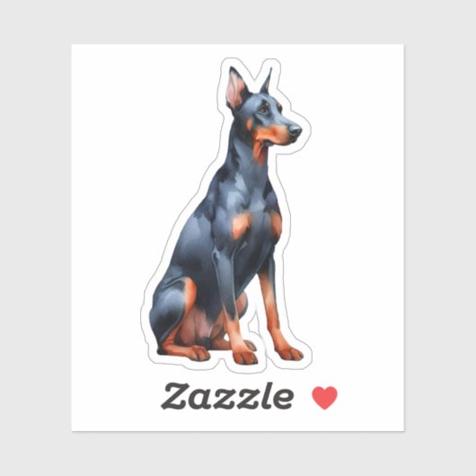 Doberman Pinscher Sitting Sticker (Vel)