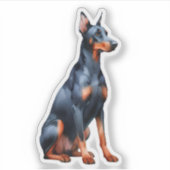 Doberman Pinscher Sitting Sticker (Voorkant)