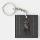 Doberman Pinscher, Square Wall Clock T-Shirt Butto Sleutelhanger (voorkant)