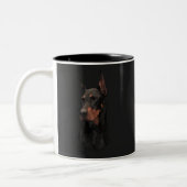 Doberman Pinscher, Square Wall Clock T-Shirt Butto Tweekleurige Koffiemok (Links)