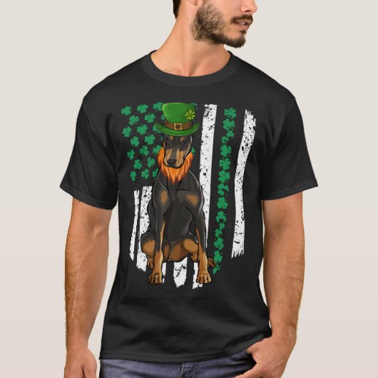 Doberman Pinscher St Patricks Day Irish American F T-shirt (Voorkant)
