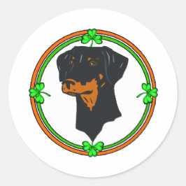 Doberman Pinscher St Patricks Ronde Sticker
