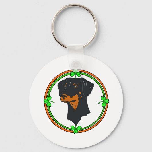 Doberman Pinscher St Patricks Sleutelhanger (Voorkant)