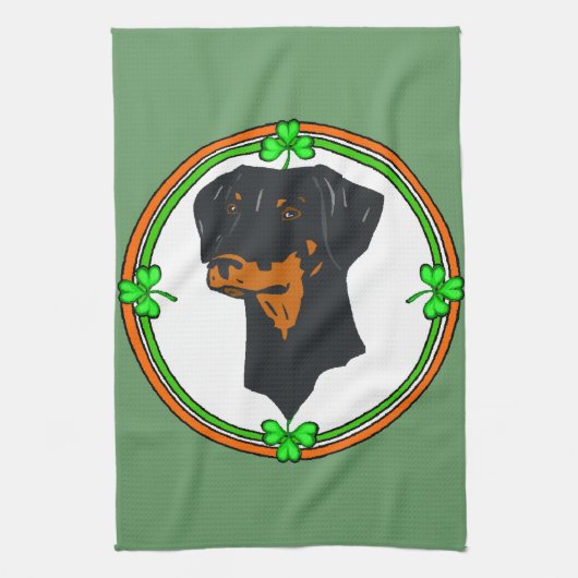 Doberman Pinscher St Patricks Theedoek (Verticaal)