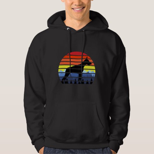 Doberman Pinscher Sunset Retro Hoodie (Voorkant)