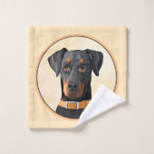 Doberman Pinscher Uncropped schilderij originele k Bad Handdoek (Wasdoekje)