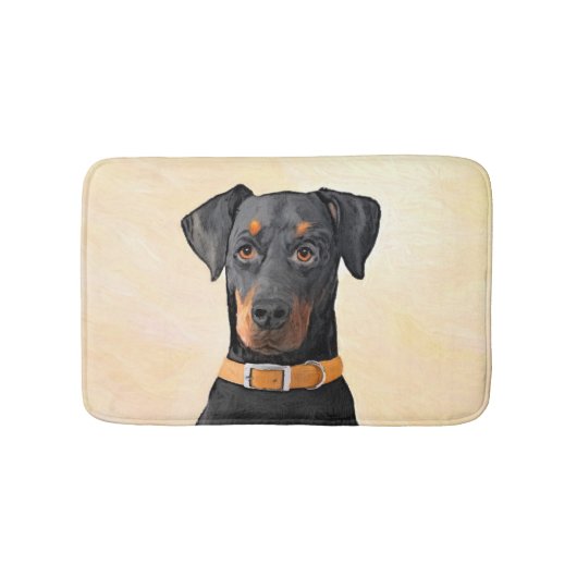 Doberman Pinscher Uncropped schilderij originele k Badmat (Voorkant)