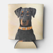 Doberman Pinscher Uncropped schilderij originele k Blikjeskoeler (Voorkant)