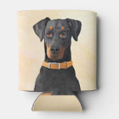 Doberman Pinscher Uncropped schilderij originele k Blikjeskoeler (Achterkant)