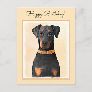 Doberman Pinscher Uncropped schilderij originele k Briefkaart