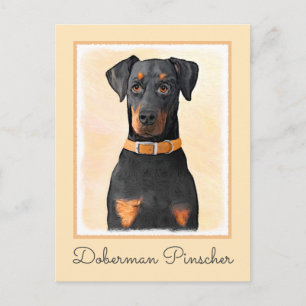 Doberman Pinscher Uncropped schilderij originele k Briefkaart