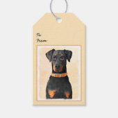 Doberman Pinscher Uncropped schilderij originele k Cadeaulabel (Voorkant)