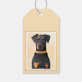 Doberman Pinscher Uncropped schilderij originele k Cadeaulabel (Achterkant)