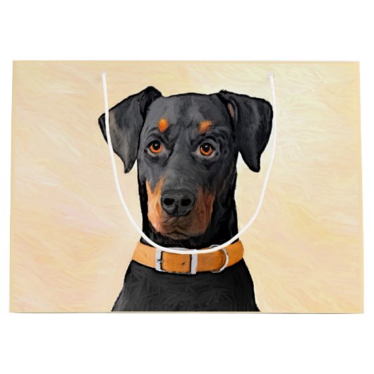 Doberman Pinscher Uncropped schilderij originele k Groot Cadeauzakje (Voorkant)