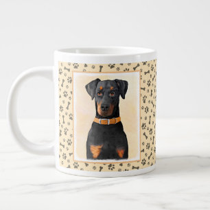 Doberman Pinscher Uncropped schilderij originele k Grote Koffiekop