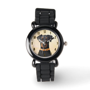 Doberman Pinscher Uncropped schilderij originele k Horloge
