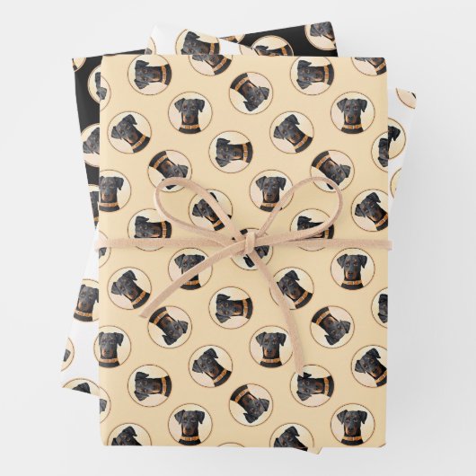 Doberman Pinscher Uncropped schilderij originele k Inpakpapier Vel (In situ)