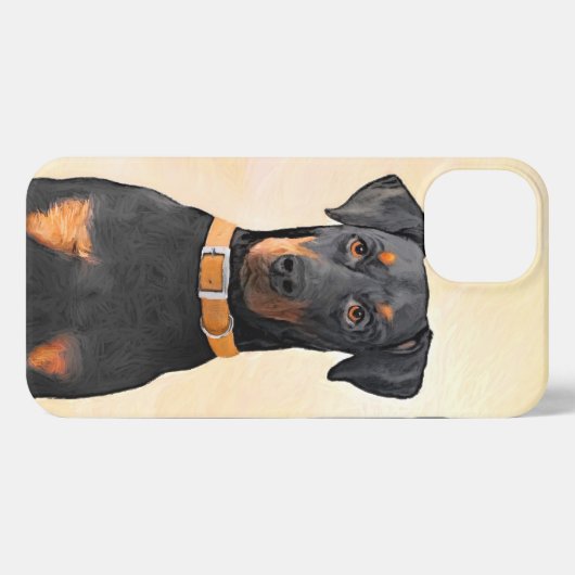Doberman Pinscher Uncropped schilderij originele k iPhone Hoesje (Achterkant horizontaal)