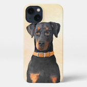 Doberman Pinscher Uncropped schilderij originele k iPhone Hoesje (Achterkant)