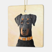 Doberman Pinscher Uncropped schilderij originele k Keramisch Ornament (Links)