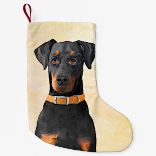 Doberman Pinscher Uncropped schilderij originele k Kleine Kerstsok