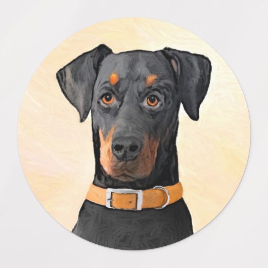 Doberman Pinscher Uncropped schilderij originele k Labels (Design 2)
