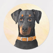 Doberman Pinscher Uncropped schilderij originele k Labels (Design 1)