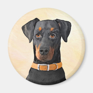 Doberman Pinscher Uncropped schilderij originele k Magneet