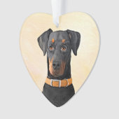 Doberman Pinscher Uncropped schilderij originele k Ornament (voorkant)